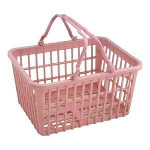 1980's Miniature Pink Shopping Basket Plastic Mini Foods Desk Decor Kawaii VTG